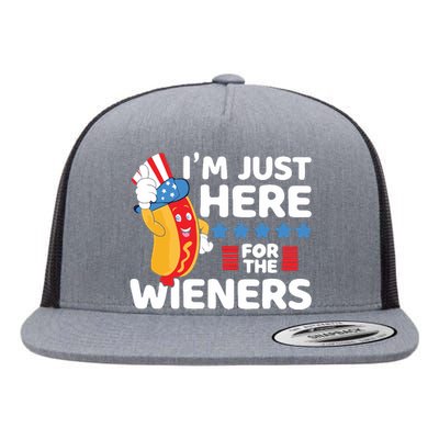 Hot Dog Im Just Here For The Wieners 4th Of July Flat Bill Trucker Hat