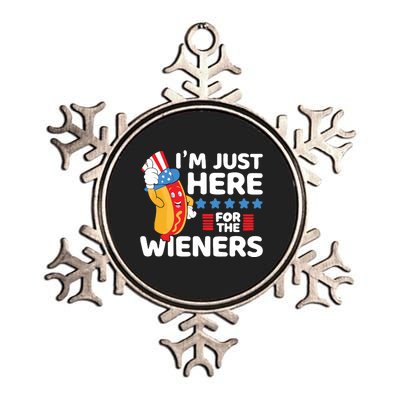 Hot Dog Im Just Here For The Wieners 4th Of July Metallic Star Ornament