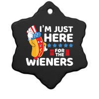 Hot Dog Im Just Here For The Wieners 4th Of July Ceramic Star Ornament