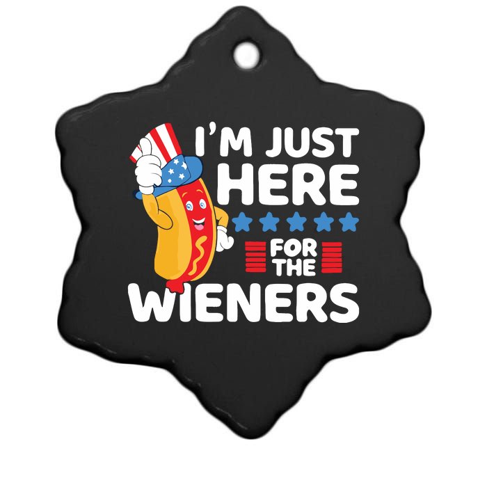 Hot Dog Im Just Here For The Wieners 4th Of July Ceramic Star Ornament