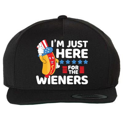 Hot Dog Im Just Here For The Wieners 4th Of July Wool Snapback Cap