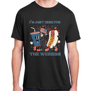 Hot Dog I'm Just Here For The Wieners 4Th Of July Adult ChromaSoft Performance T-Shirt