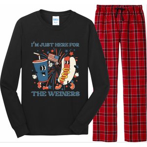 Hot Dog I'm Just Here For The Wieners 4Th Of July Long Sleeve Pajama Set