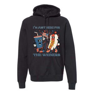 Hot Dog I'm Just Here For The Wieners 4Th Of July Premium Hoodie