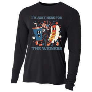 Hot Dog I'm Just Here For The Wieners 4Th Of July Cooling Performance Long Sleeve Crew