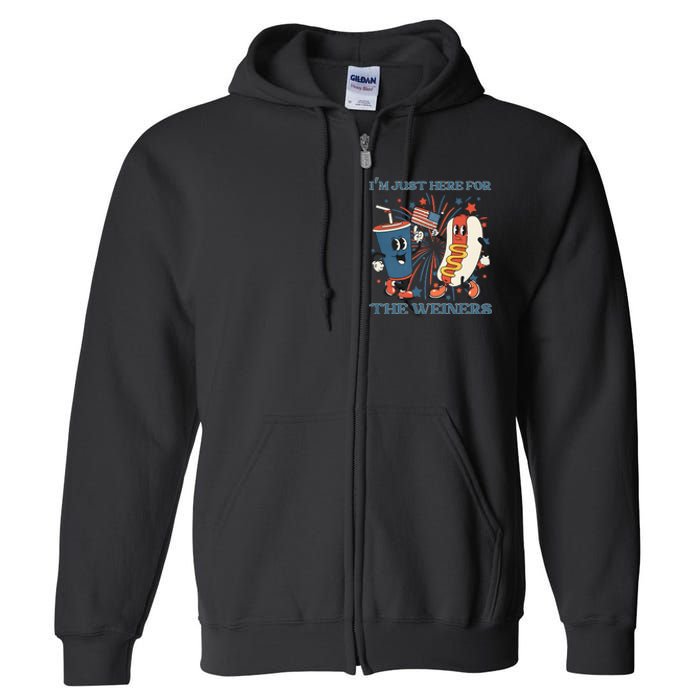 Hot Dog I'm Just Here For The Wieners 4Th Of July Full Zip Hoodie