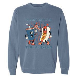 Hot Dog I'm Just Here For The Wieners 4Th Of July Garment-Dyed Sweatshirt