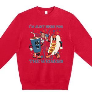 Hot Dog I'm Just Here For The Wieners 4Th Of July Premium Crewneck Sweatshirt