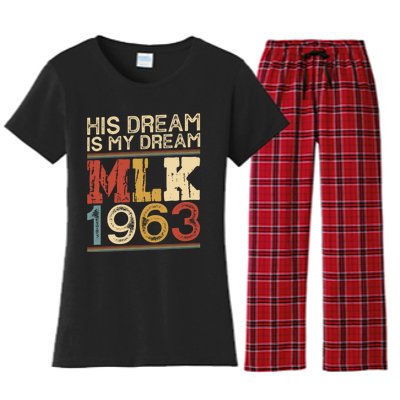 His Dream Is My Dream Black History Month Pride Mlk Jr 1963 Women's Flannel Pajama Set