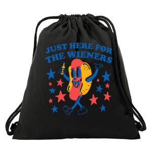 Hot Dog I'm Just Here For The Wieners 4Th Of July Drawstring Bag