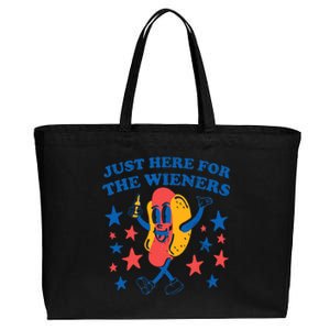 Hot Dog I'm Just Here For The Wieners 4Th Of July Cotton Canvas Jumbo Tote