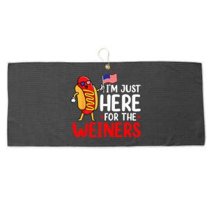 Hot Dog Im Just Here For The Wieners Sausage 4th Of July Large Microfiber Waffle Golf Towel