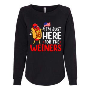 Hot Dog Im Just Here For The Wieners Sausage 4th Of July Womens California Wash Sweatshirt