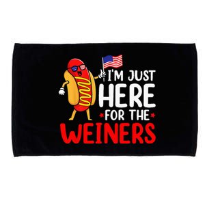 Hot Dog Im Just Here For The Wieners Sausage 4th Of July Microfiber Hand Towel