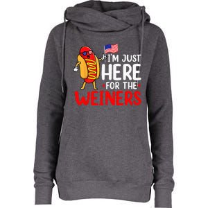 Hot Dog Im Just Here For The Wieners Sausage 4th Of July Womens Funnel Neck Pullover Hood