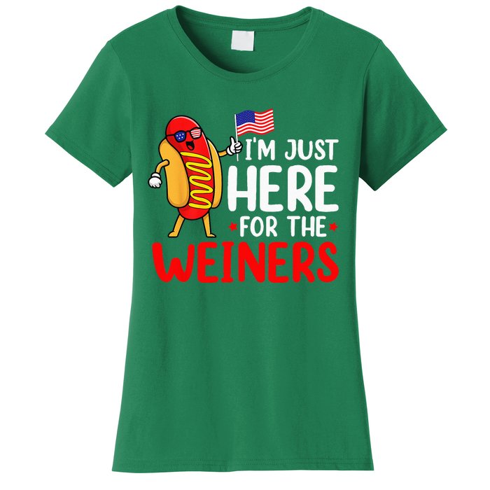 Hot Dog Im Just Here For The Wieners Sausage 4th Of July Women's T-Shirt