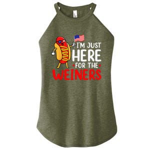 Hot Dog Im Just Here For The Wieners Sausage 4th Of July Women's Perfect Tri Rocker Tank