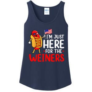 Hot Dog Im Just Here For The Wieners Sausage 4th Of July Ladies Essential Tank