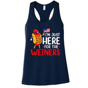 Hot Dog Im Just Here For The Wieners Sausage 4th Of July Women's Racerback Tank