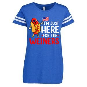 Hot Dog Im Just Here For The Wieners Sausage 4th Of July Enza Ladies Jersey Football T-Shirt