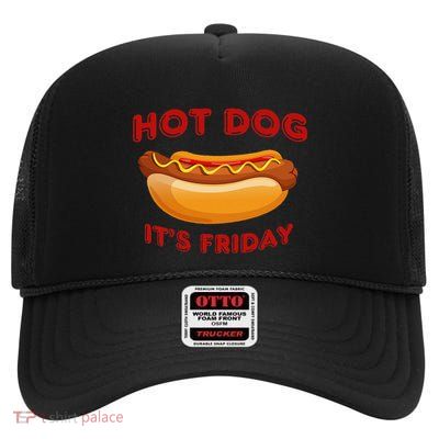 Hot Dog ItS Friday Fun Clothing High Crown Mesh Back Trucker Hat