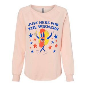 Hot Dog Im Just Here For The Wieners 4th Of July Funny Womens California Wash Sweatshirt