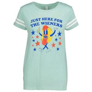 Hot Dog Im Just Here For The Wieners 4th Of July Funny Enza Ladies Jersey Football T-Shirt