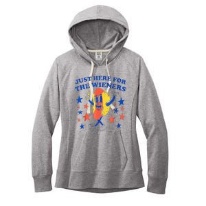 Hot Dog Im Just Here For The Wieners 4th Of July Funny Women's Fleece Hoodie