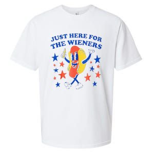 Hot Dog Im Just Here For The Wieners 4th Of July Funny Sueded Cloud Jersey T-Shirt