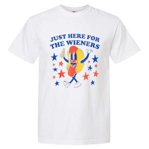 Hot Dog Im Just Here For The Wieners 4th Of July Funny Garment-Dyed Heavyweight T-Shirt