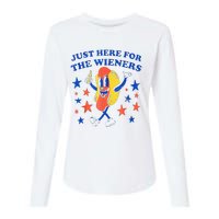 Hot Dog Im Just Here For The Wieners 4th Of July Funny Womens Cotton Relaxed Long Sleeve T-Shirt