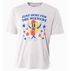 Hot Dog Im Just Here For The Wieners 4th Of July Funny Cooling Performance Crew T-Shirt