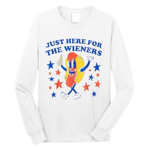 Hot Dog Im Just Here For The Wieners 4th Of July Funny Long Sleeve Shirt