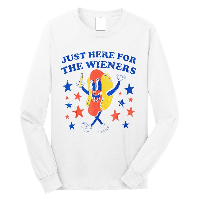 Hot Dog Im Just Here For The Wieners 4th Of July Funny Long Sleeve Shirt