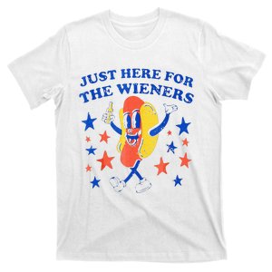 Hot Dog Im Just Here For The Wieners 4th Of July Funny T-Shirt