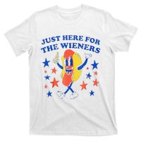 Hot Dog Im Just Here For The Wieners 4th Of July Funny T-Shirt