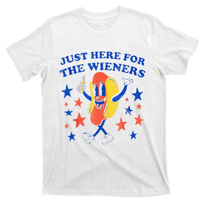 Hot Dog Im Just Here For The Wieners 4th Of July Funny T-Shirt