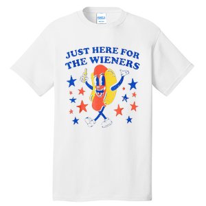 Hot Dog Im Just Here For The Wieners 4th Of July Funny Tall T-Shirt