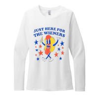 Hot Dog Im Just Here For The Wieners 4th Of July Funny Womens CVC Long Sleeve Shirt