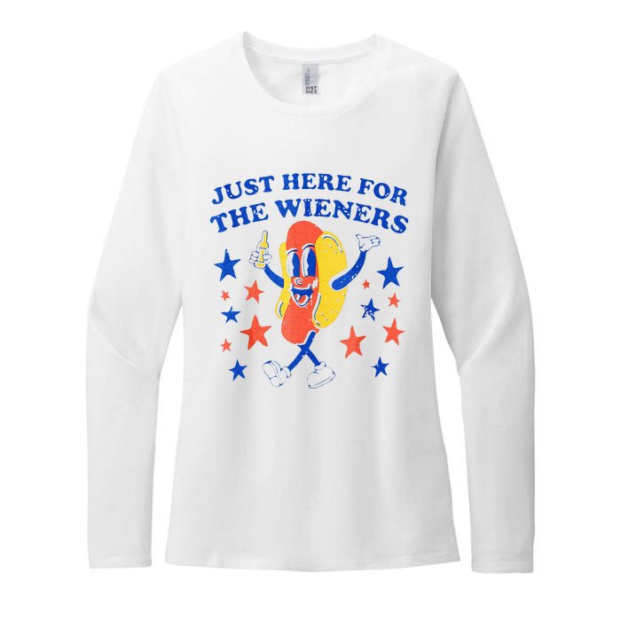 Hot Dog Im Just Here For The Wieners 4th Of July Funny Womens CVC Long Sleeve Shirt