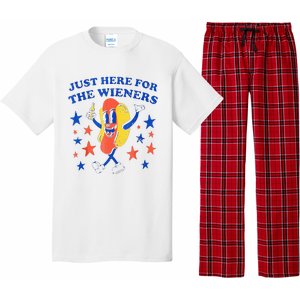 Hot Dog Im Just Here For The Wieners 4th Of July Funny Pajama Set