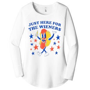 Hot Dog Im Just Here For The Wieners 4th Of July Funny Women's Perfect Tri Tunic Long Sleeve Shirt