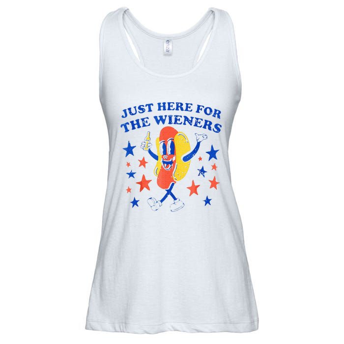 Hot Dog Im Just Here For The Wieners 4th Of July Funny Ladies Essential Flowy Tank