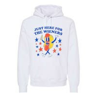 Hot Dog Im Just Here For The Wieners 4th Of July Funny Premium Hoodie