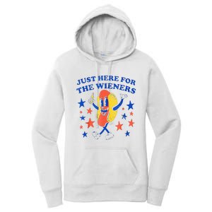 Hot Dog Im Just Here For The Wieners 4th Of July Funny Women's Pullover Hoodie