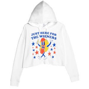 Hot Dog Im Just Here For The Wieners 4th Of July Funny Crop Fleece Hoodie