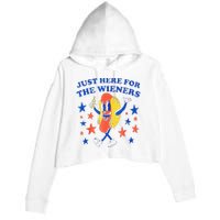 Hot Dog Im Just Here For The Wieners 4th Of July Funny Crop Fleece Hoodie