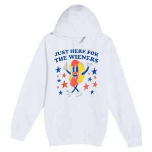 Hot Dog Im Just Here For The Wieners 4th Of July Funny Premium Pullover Hoodie