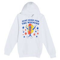 Hot Dog Im Just Here For The Wieners 4th Of July Funny Premium Pullover Hoodie