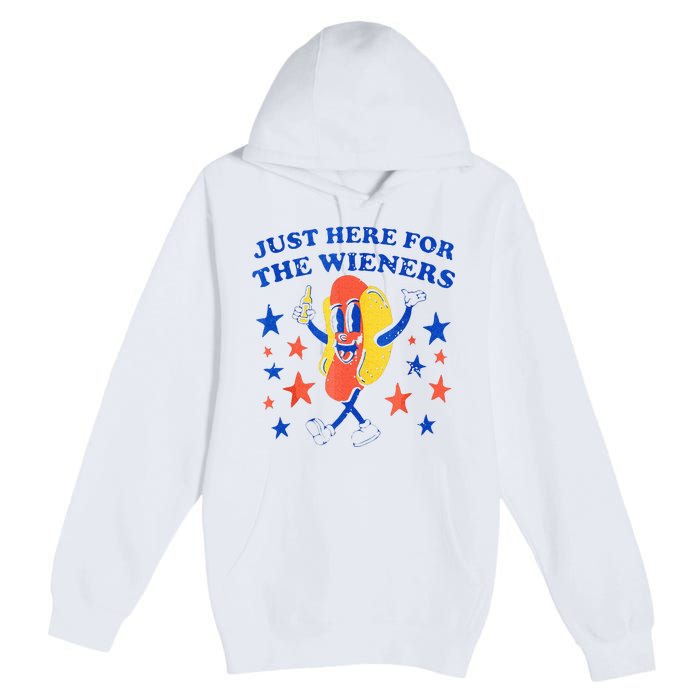 Hot Dog Im Just Here For The Wieners 4th Of July Funny Premium Pullover Hoodie